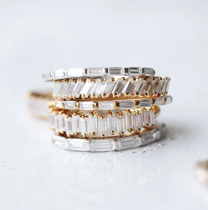 Capucinne Rings Baguette Wedding Ring Baguette Diamond Wedding Band