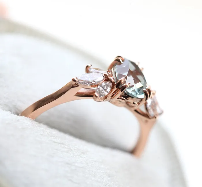 Capucinne Rings Leandra Pear Sapphire Diamond Ring