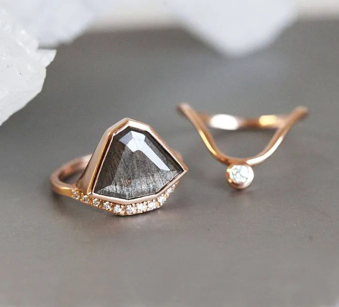 Capucinne Rings Paige Salt Pepper Diamond Ring Set