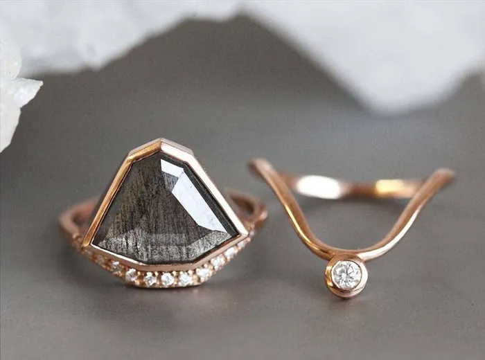 Capucinne Rings Paige Salt Pepper Diamond Ring Set