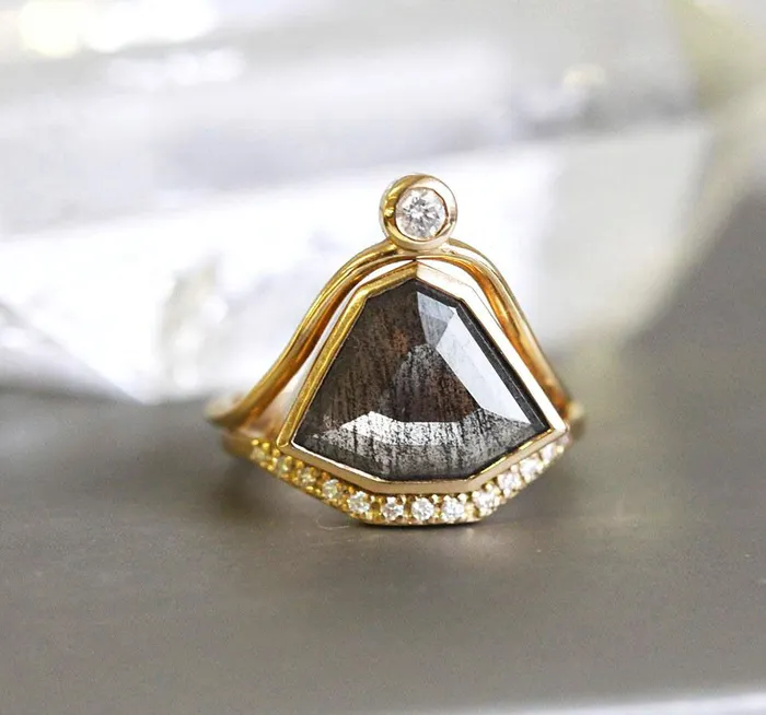 Capucinne Rings Paige Salt Pepper Diamond Ring Set