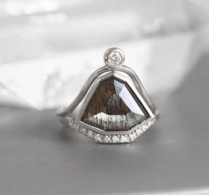 Capucinne Rings Paige Salt Pepper Diamond Ring Set