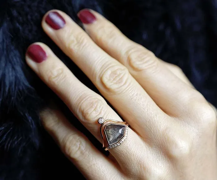 Capucinne Rings Paige Salt Pepper Diamond Ring Set
