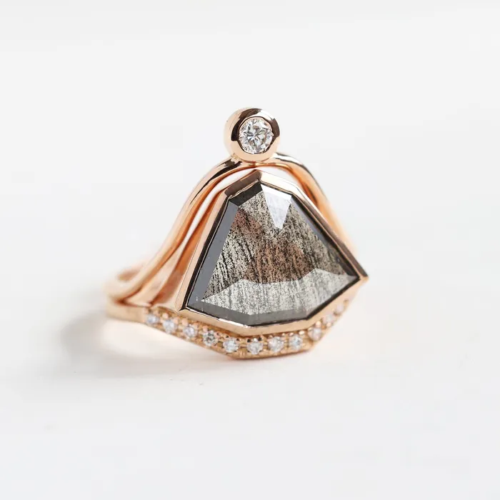 Capucinne Rings Paige Salt Pepper Diamond Ring Set