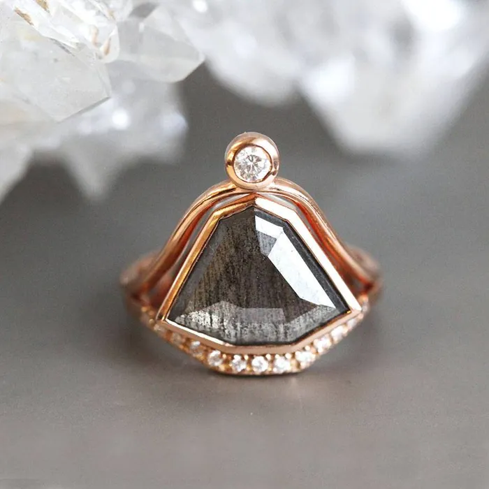 Capucinne Rings Paige Salt Pepper Diamond Ring Set