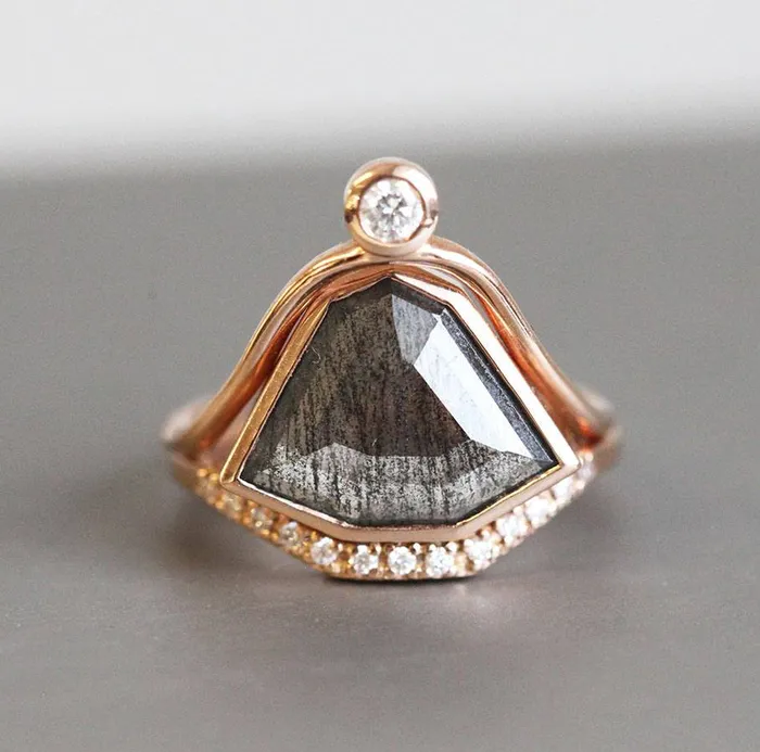Capucinne Rings Paige Salt Pepper Diamond Ring Set