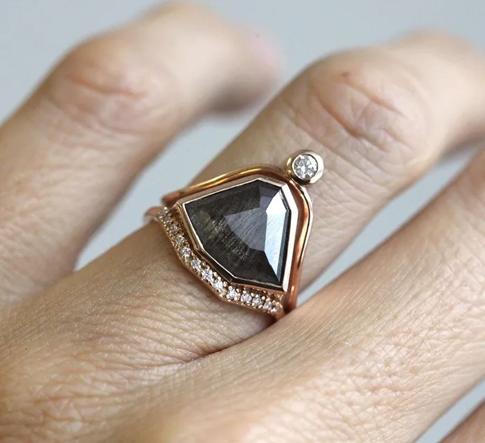 Capucinne Rings Paige Salt Pepper Diamond Ring Set