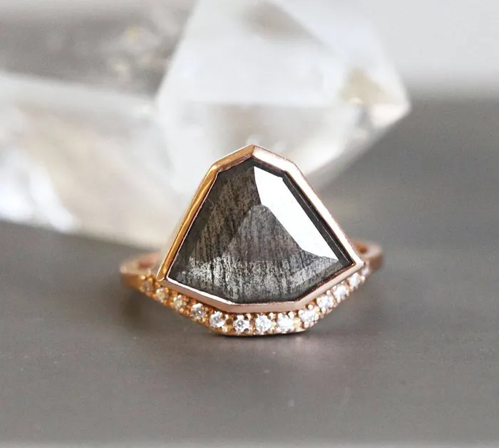 Capucinne Rings Paige Salt Pepper Diamond Ring Set