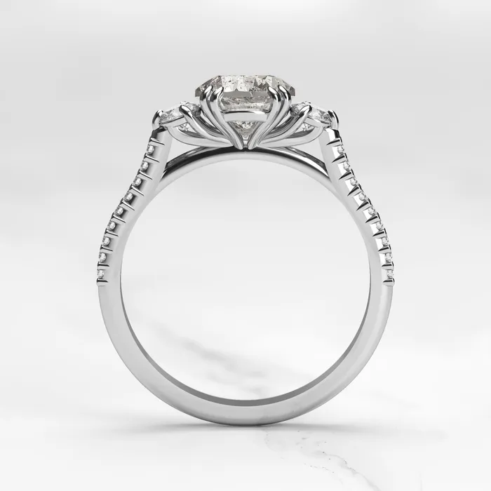 Capucinne Rings Round Half Pave Salt Pepper Diamond Ring with Accent