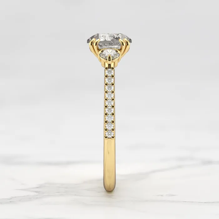 Capucinne Rings Round Half Pave Salt Pepper Diamond Ring with Accent
