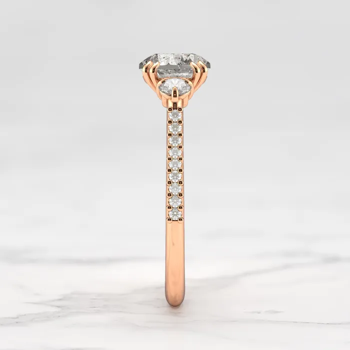 Capucinne Rings Round Half Pave Salt Pepper Diamond Ring with Accent
