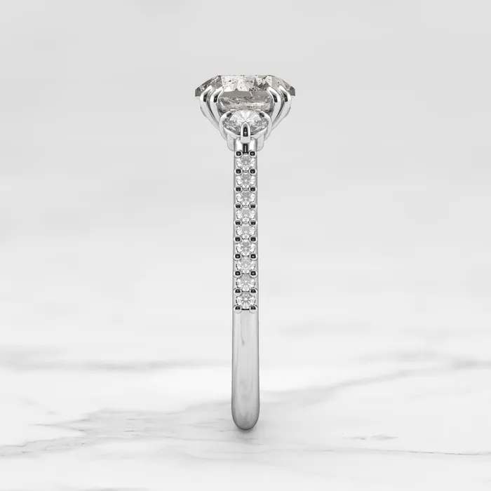 Capucinne Rings Round Half Pave Salt Pepper Diamond Ring with Accent