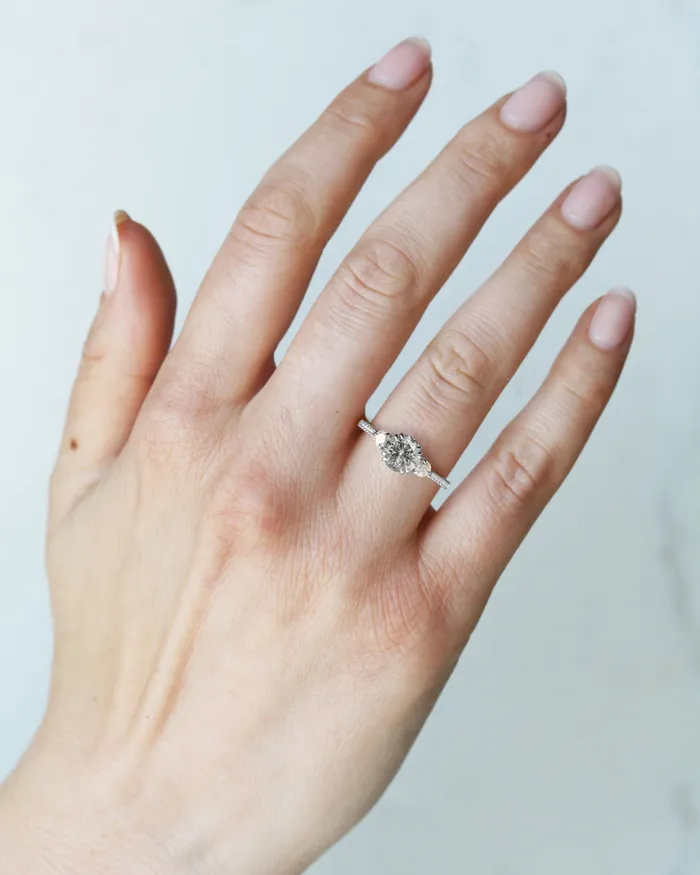 Capucinne Rings Round Half Pave Salt Pepper Diamond Ring with Accent