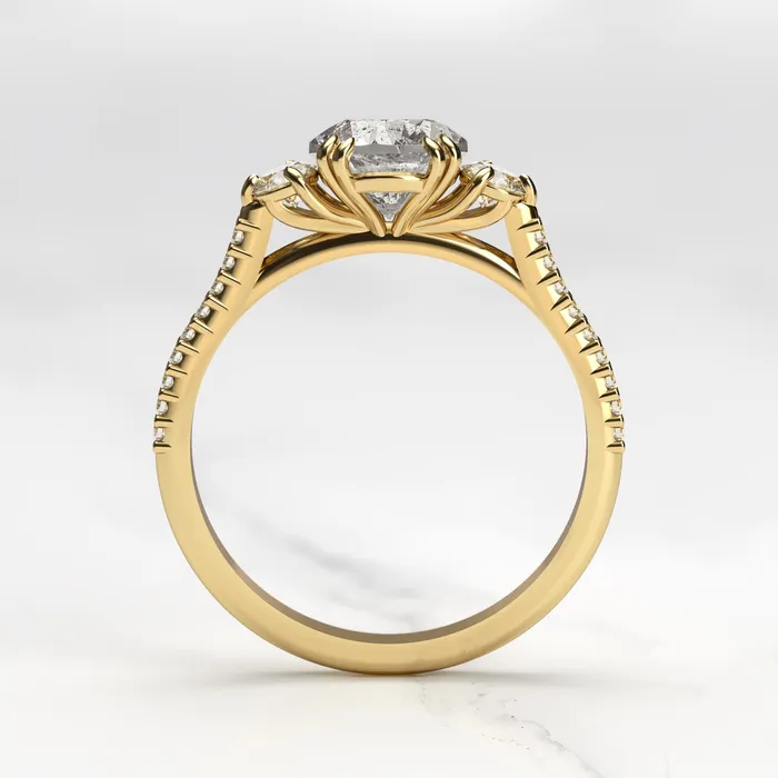 Capucinne Rings Round Half Pave Salt Pepper Diamond Ring with Accent