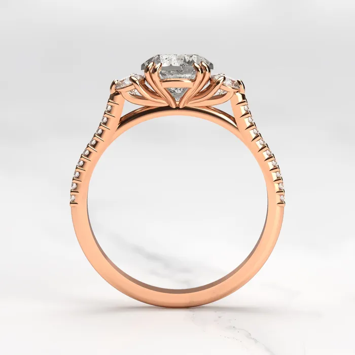 Capucinne Rings Round Half Pave Salt Pepper Diamond Ring with Accent