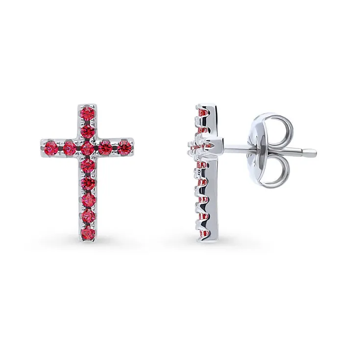 Cross CZ Stud Earrings in Sterling Silver BERRICLE Earrings
