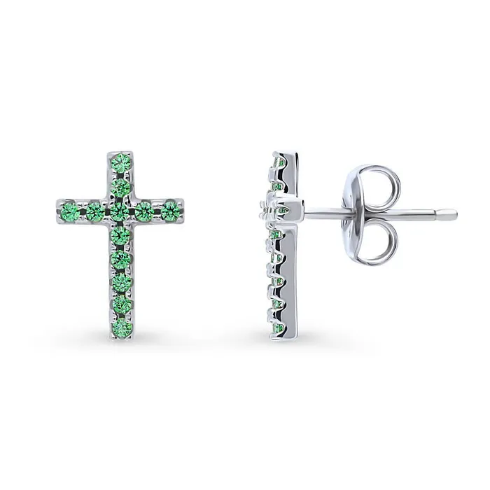 Cross CZ Stud Earrings in Sterling Silver BERRICLE Earrings