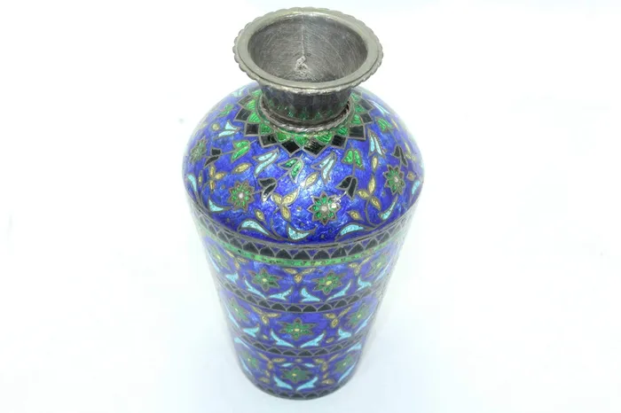 Dropshipped via Social Commerce Network Rings Rajasthan Gems Antique Old Flower Vase Handmade Indian Enamel Work 925 Sterling Silver 4