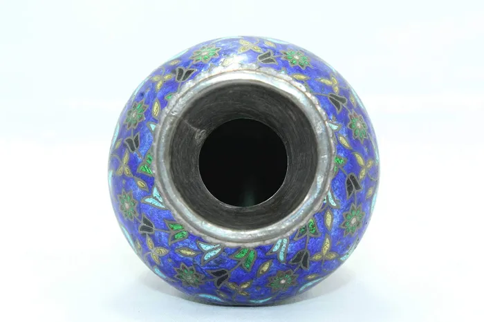 Dropshipped via Social Commerce Network Rings Rajasthan Gems Antique Old Flower Vase Handmade Indian Enamel Work 925 Sterling Silver 4