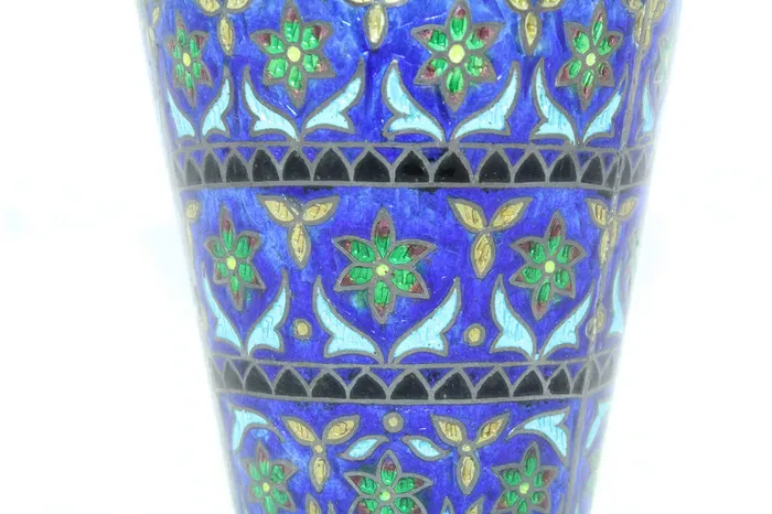Dropshipped via Social Commerce Network Rings Rajasthan Gems Antique Old Flower Vase Handmade Indian Enamel Work 925 Sterling Silver 4
