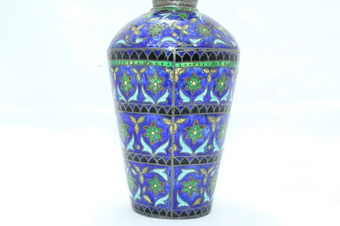 Dropshipped via Social Commerce Network Rings Rajasthan Gems Antique Old Flower Vase Handmade Indian Enamel Work 925 Sterling Silver 4