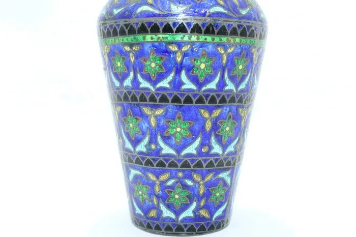 Dropshipped via Social Commerce Network Rings Rajasthan Gems Antique Old Flower Vase Handmade Indian Enamel Work 925 Sterling Silver 4