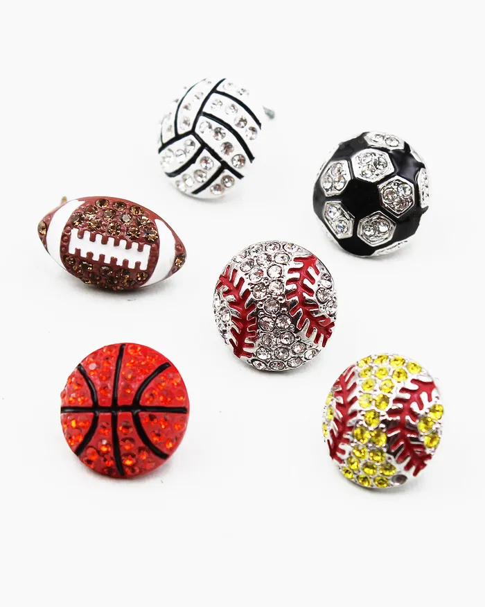 Earrings 090122 Baseball Crystal Stone Stud Earrings Earrings 090122 Baseball Crystal Stone Stud Earrings