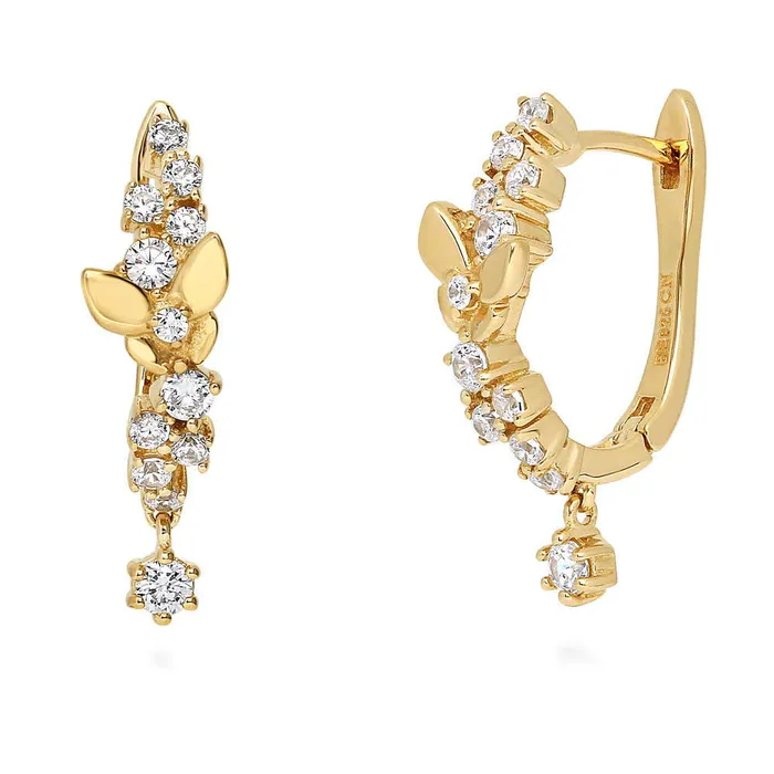 Earrings BERRICLE Butterfly CZ Set in Gold Flashed Sterling Silver