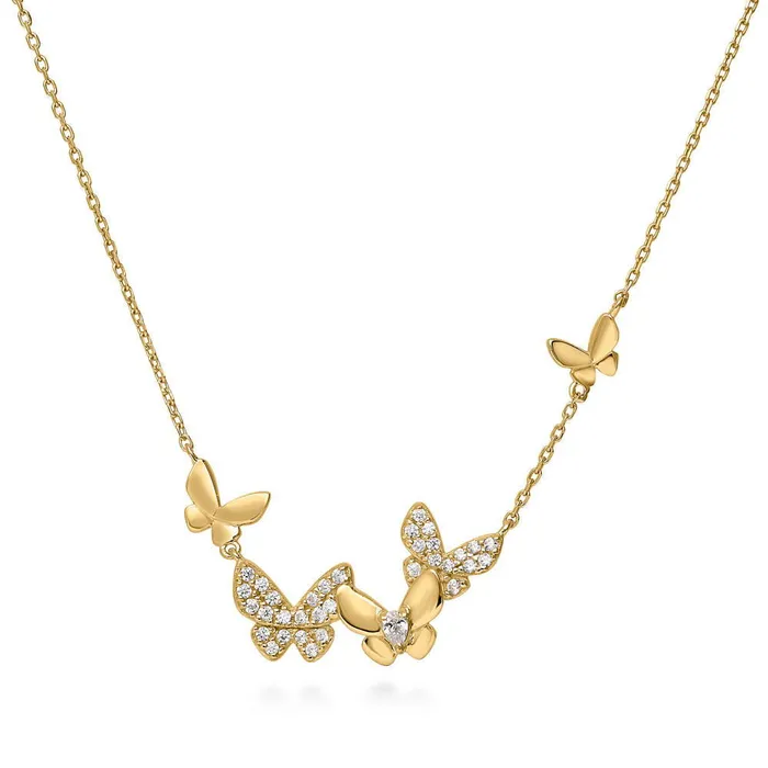 Earrings BERRICLE Butterfly CZ Set in Gold Flashed Sterling Silver