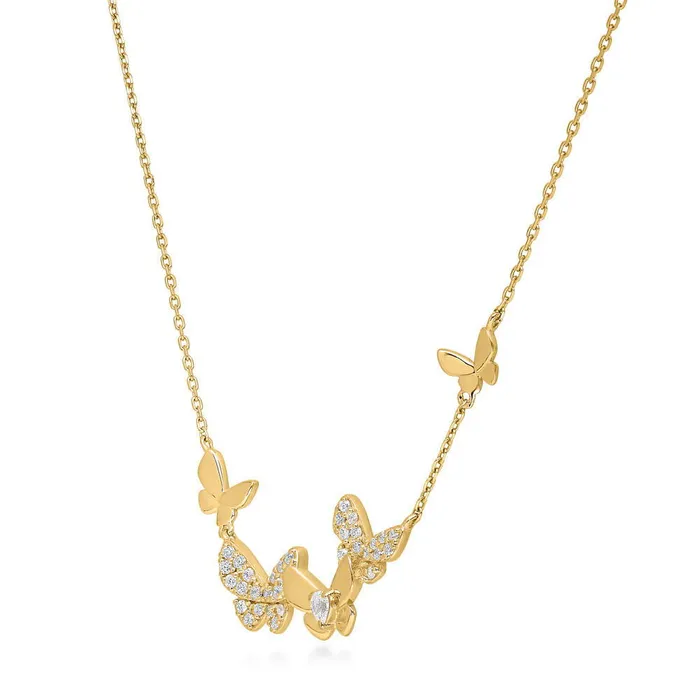 Earrings BERRICLE Butterfly CZ Set in Gold Flashed Sterling Silver