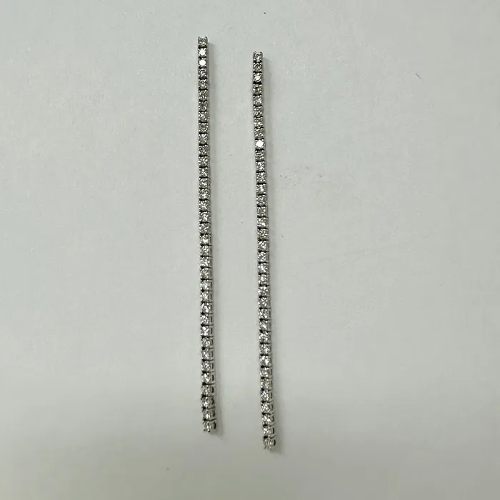 Earrings Jewelry 18K White Gold 3 Diamond Drop Earrings