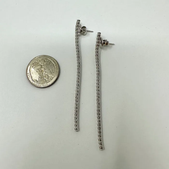 Earrings Jewelry 18K White Gold 3 Diamond Drop Earrings