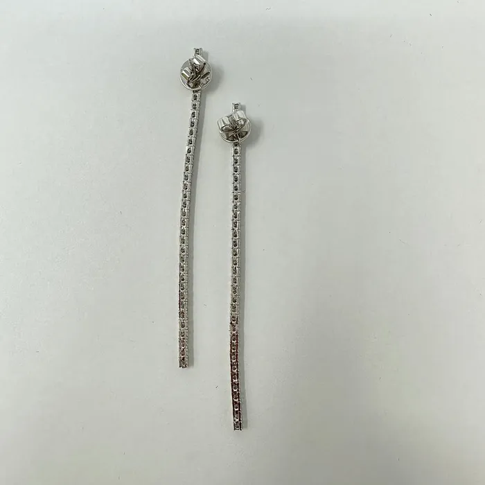 Earrings Jewelry 18K White Gold 3 Diamond Drop Earrings