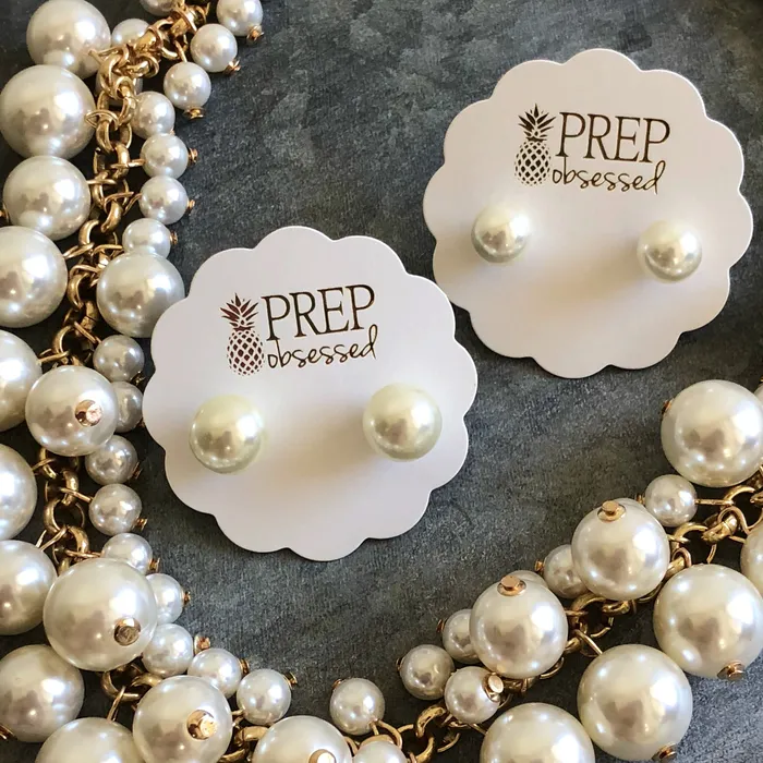 Earrings Prep Obsessed Classic Cream Pearl Stud Earrings 2 Sizes Available