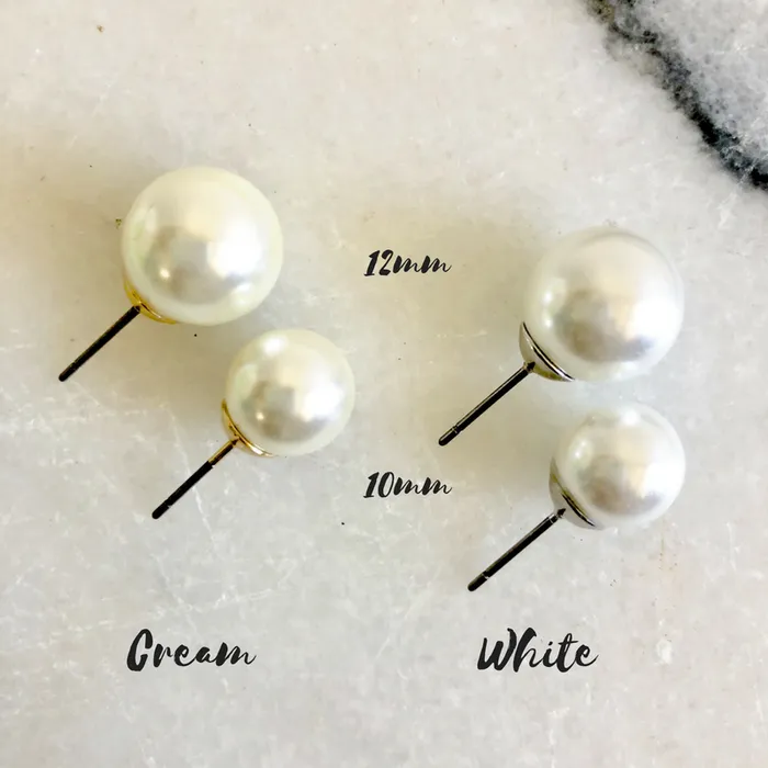 Earrings Prep Obsessed Classic Cream Pearl Stud Earrings 2 Sizes Available