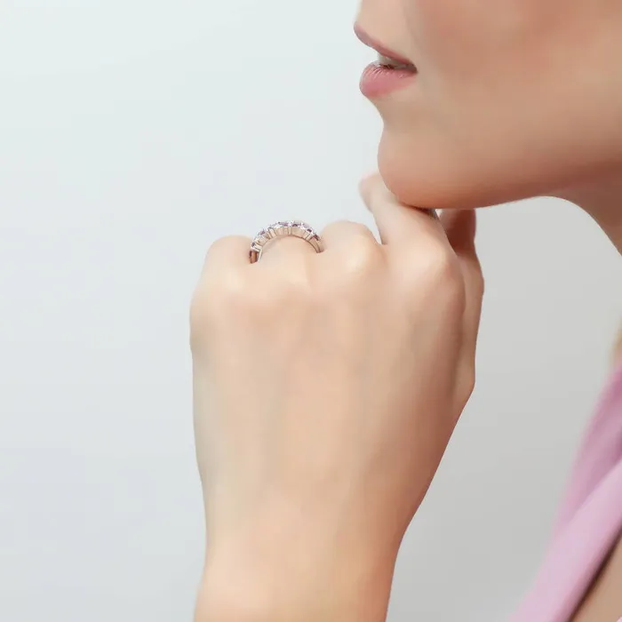 Flower Cluster Purple CZ Stackable Band in Sterling Silver BERRICLE Rings