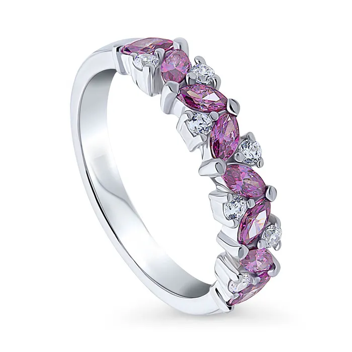 Flower Cluster Purple CZ Stackable Band in Sterling Silver BERRICLE Rings