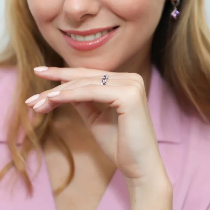 Flower Cluster Purple CZ Stackable Band in Sterling Silver BERRICLE Rings