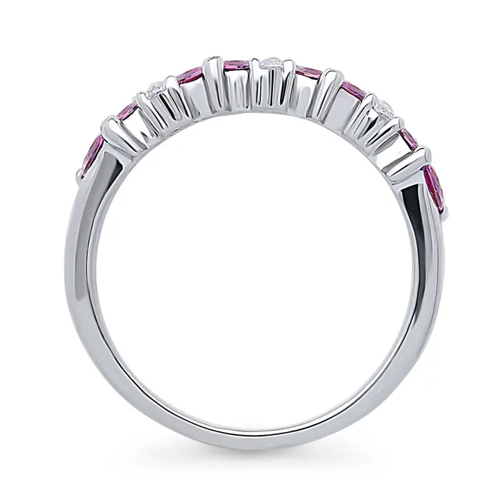 Flower Cluster Purple CZ Stackable Band in Sterling Silver BERRICLE Rings