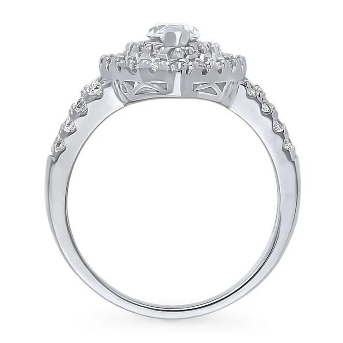 Halo Marquise CZ Split Shank Ring in Sterling Silver BERRICLE Rings