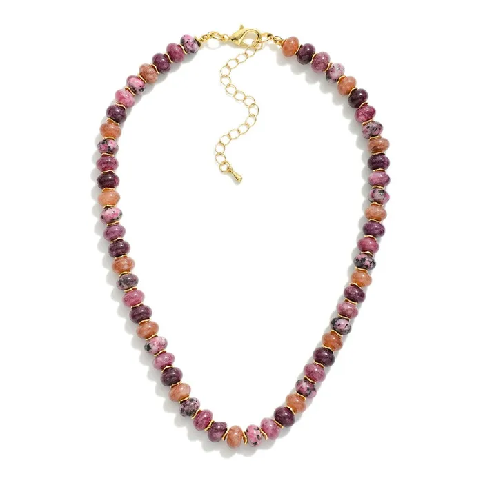 Judson Co Necklaces Natural Stone Beaded Necklace Amethyst