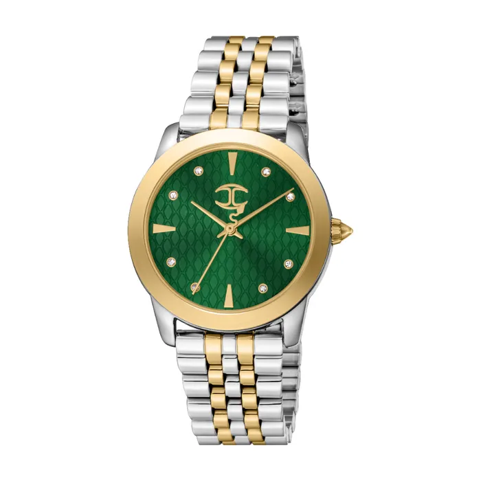 Just Cavalli Womens Two Tone Watch with Dark Green Dial Just Cavalli Rings