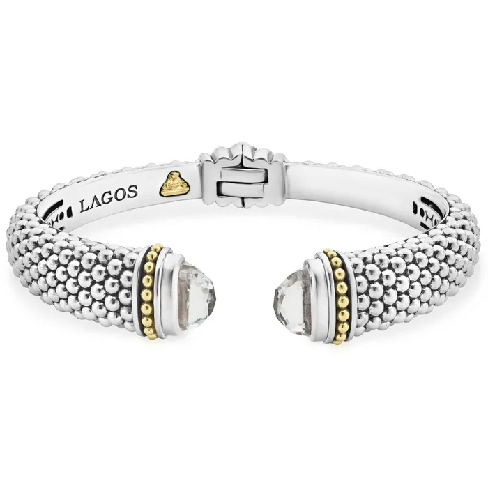 Lagos Caviar Color White Topaz Cuff Bracelet 12mm Bracelets