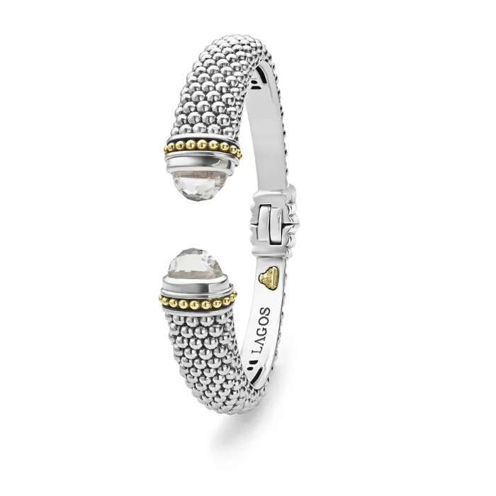 Lagos Caviar Color White Topaz Cuff Bracelet 12mm Bracelets Lagos Caviar Color White Topaz Cuff Bracelet 12mm Bracelets
