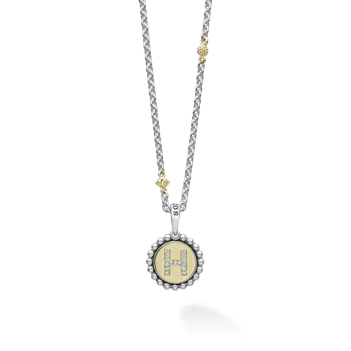 Necklaces LAGOS Signature Caviar H Initial Diamond Charm Necklace