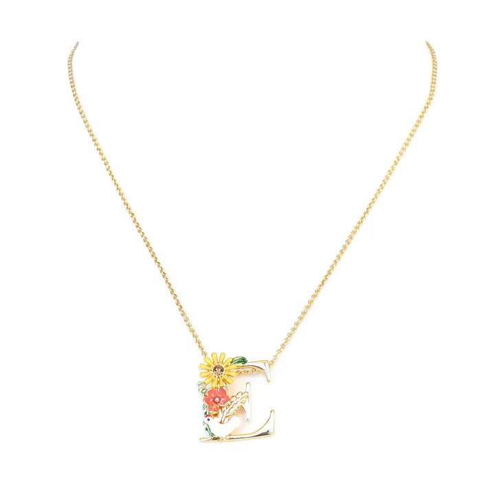 Necklaces Les Nereides Les Nereides Collier Alphabet Fleuri Letter Necklace E Necklaces Les Nereides Les Nereides Collier Alphabet Fleuri Letter Necklace E