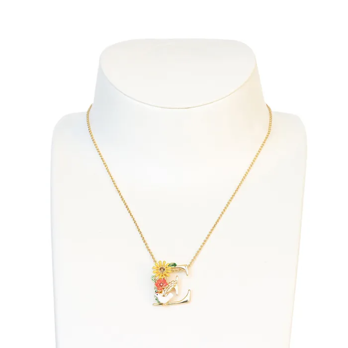 Necklaces Les Nereides Les Nereides Collier Alphabet Fleuri Letter Necklace E Necklaces Les Nereides Les Nereides Collier Alphabet Fleuri Letter Necklace E