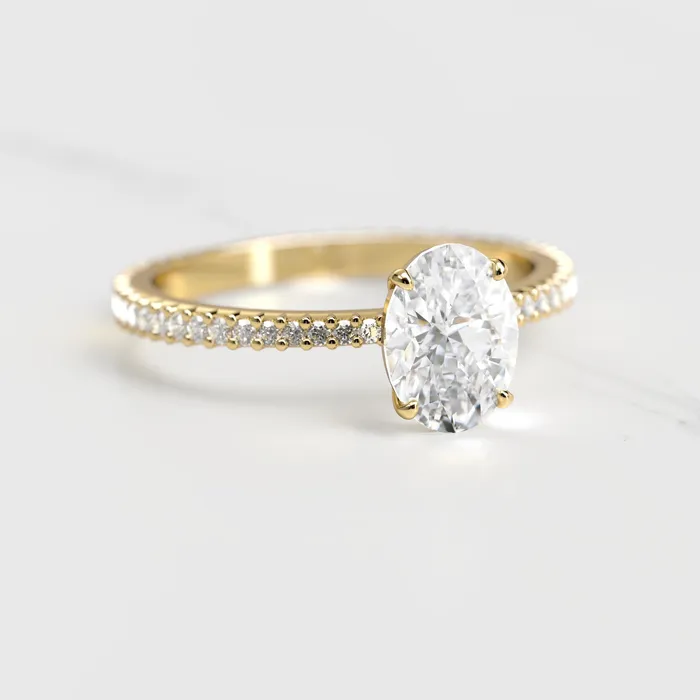 Oval Full Pave Tapered Diamond Ring Capucinne Rings