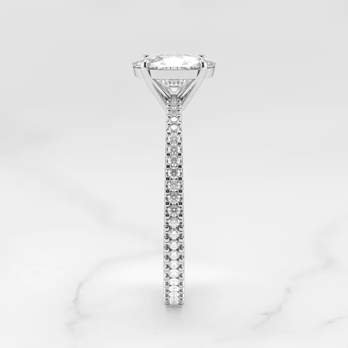 Oval Full Pave Tapered Diamond Ring Capucinne Rings