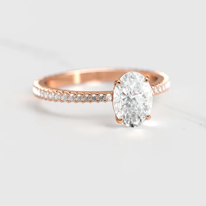 Oval Full Pave Tapered Diamond Ring Capucinne Rings
